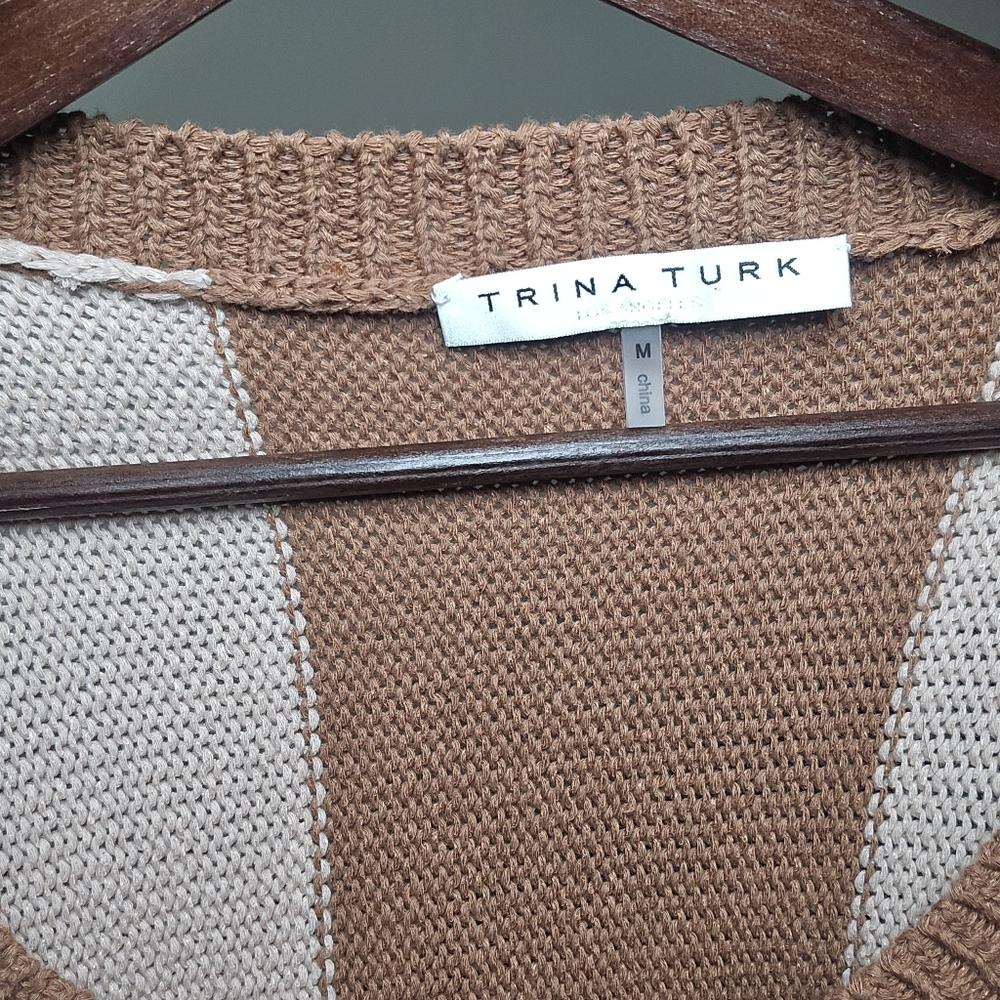 Trina Turk Brown and Cream Striped Sweater Size M - Picture 5 of 5